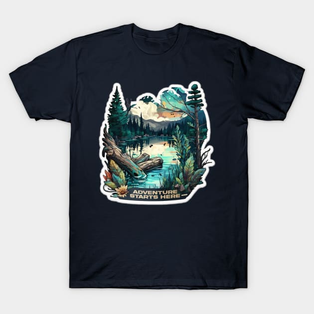 Outlands - Adventure Starts Here T-Shirt by SLMGames